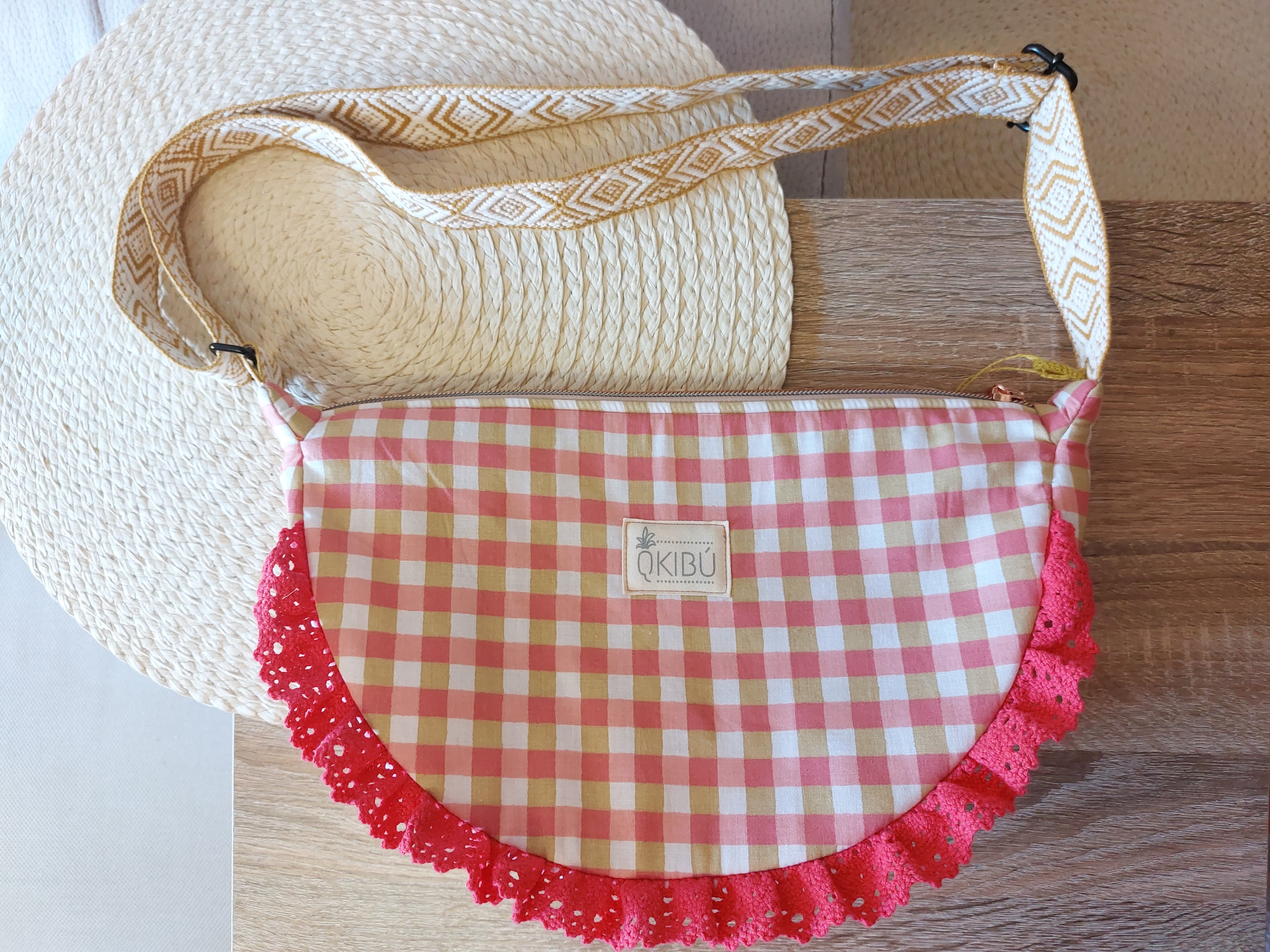 Half Moon Bag Vichy Fucsia